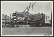 Eastman Theatre construction site with Eastman School of Music behind it