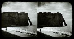 Falaise d'Étretat, par la marée montante