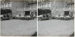 [Three racecars with drivers]