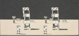 [Perspective drawing of arrangement of dominoes]