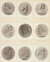 [Plate 42: Luis Proust / Prudhomme / Pierre Puget / Prud'hon profil / Prud'hon face / Quatremère de Quincy / Quetelet / Edgar Quinet / Général Rampon]