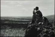 Geologist making reconnaissance observations, Charte Anticline, The Llanos, Columbia