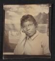 [Photo booth portrait of young woman]