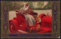 [Woman sitting in driver's seat of car]