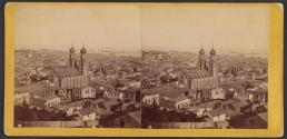 [View of San Francisco from corner of Powell and Pine Streets, looking South. Jewish Synagogue Temple Emanu-El, Sutter St.]