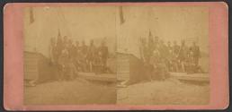 [Group in front of tent, possibly railroad executives]