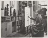 [Rufino Tamayo at easel with drawing of Nick Muray]