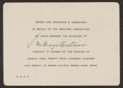 Dinner invitation from the Baron and Baroness E. Shibusawa