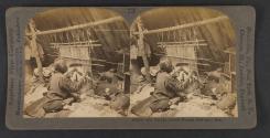 Old Navajo Indian Woman Making a Rug