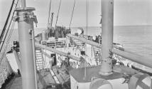 View of bow of ocean liner, Japan Trip