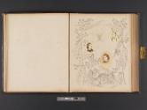 [Three women with drawing of leaves, flowers, squirrel and spider web]