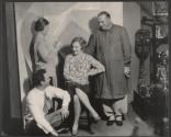 [Tallulah Bankhead, Nickolas Muray with British photographer Maurice Beck and wife, inside of Beck's London studio]