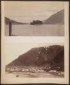 [View of a forested island and Juneau, Alaska on the shore] \ [Elevated view of Juneau, Alaska]