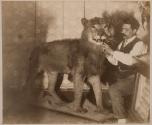 [Luis Soler Pujol posing with stuffed lion]
