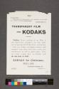 Kodak advertisement for Transparent Film