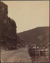 [Two canal boats along towpath, Chesapeake and Ohio Canal]