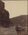 [Two canal boats along towpath, Chesapeake and Ohio Canal]