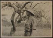 Dr. Audley Stewart smoking pipe, African Safari