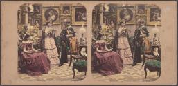 [Three people in a drawing room]