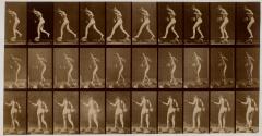 [Crossing brook on stepping stones, with fishing-pole and basket]