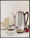 [Coffee pot, cups, and cake (General Electric)]