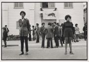 Panthers Glen Wheeler, left, and Claudia Grayson, known as Sister Sheeba, right, at George Jackson's funeral, St. Augustine's Episcopal Church, Oakland