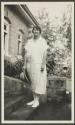 Mary Akeley - front steps, Parklands, African Safari