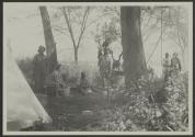 Osa Johnson and native guides at camp, African Safari