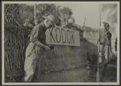 George Eastman beside Kodok sign, African Safari