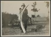 George Eastman with elephant tusk, African Safari