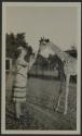 Osa Johnson with giraffe, African Safari