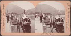 Italy, Lake of Como, steamboat landing on Lake Como