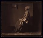 [Woman posing as Whistler's Mother]
