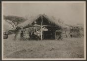 Osa Johnson outside dining hut, African Safari