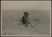 Osa Johnson with dead lion, African Safari