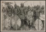 Osa Johnson with native tribesmen, African Safari