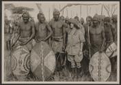 Osa Johnson with native tribesmen, African Safari