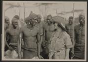 Osa Johnson with native tribesmen, African Safari