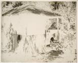 [Osa Johnson seated on a stoop]