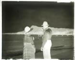 Mr. & Mrs. Martin Johnson, Waikaiki Beach with Diamond Head in the distance