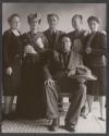 [Group in San Angel, Mexico: (l-r): Blanche Hays, Frida Kahlo, Nickolas Muray, Diego Rivera (seated), Emmy Lou Packard, Arija Muray.]