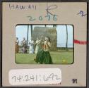 [Hula dancer and musicians, Hawaii (travel slide)]