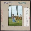 [Hula dancer and musicians, Hawaii (travel slide)]