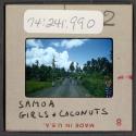 [Girls carrying coconuts, Samoa (travel slide)]