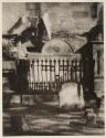 Linen on a Clothespole Flaps against Funeral Sculpture