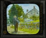 [Man leaving house]