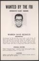 [FBI wanted poster - Warren David Reddock]
