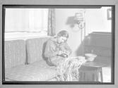 [Girl Scouts making basket]