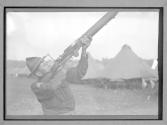 Soldier aiming anti-aircraft Gun