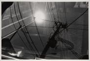 [Reflection of telephone wires in windshield, Japan]